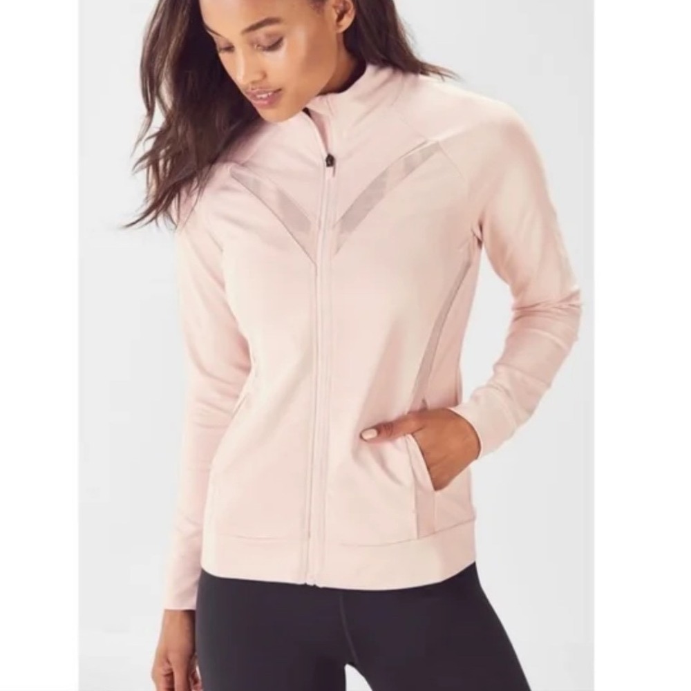 Fabletics Pink Full Zip Track Jacket XL Mesh Inset Athletic